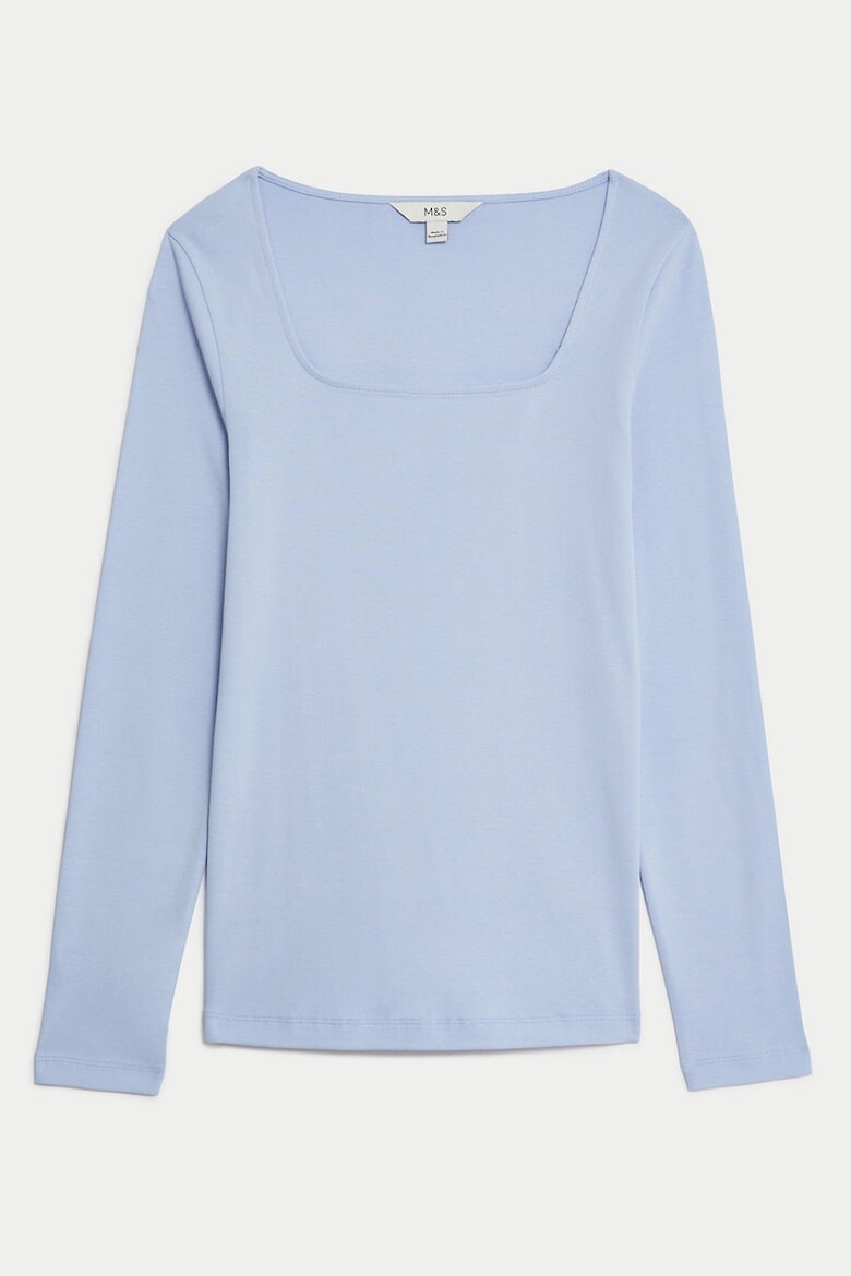 

Хлопковая блузка с квадратным вырезом Marks & Spencer, синий