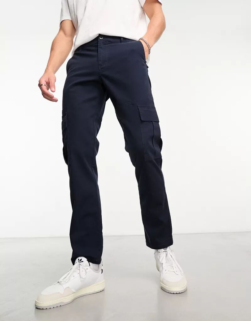 Темно-синие узкие брюки карго ASOS