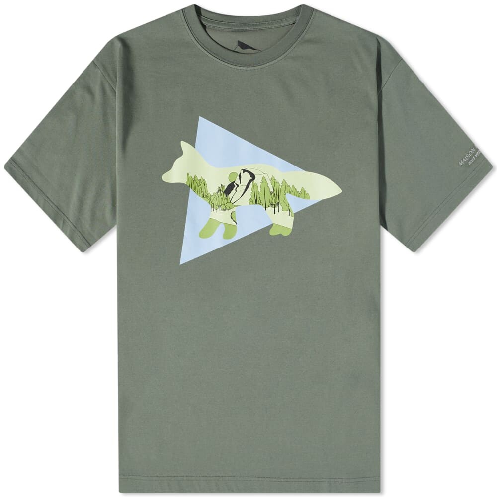 

Футболка с треугольными чашками And Wander x Maison Kitsuné, хаки