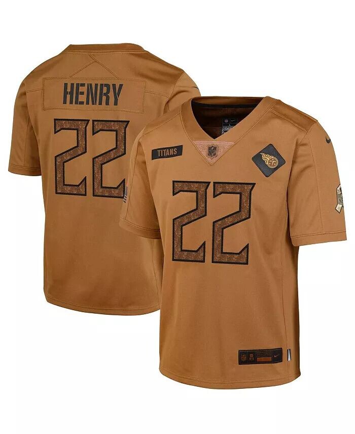 

Джерси Big Boys Деррик Генри Браун Distressed Tennessee Titans 2023 Salute To Service Limited Nike, коричневый