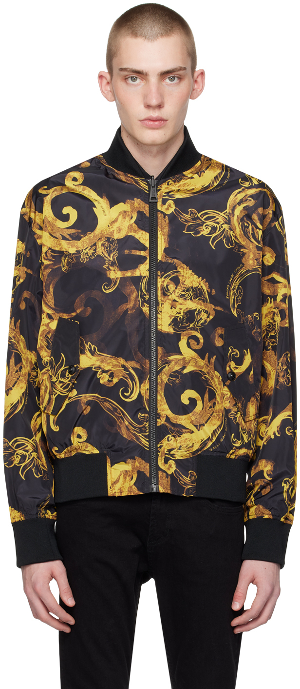 Черно-желтый двусторонний бомбер Watercolor Couture Versace Jeans Couture