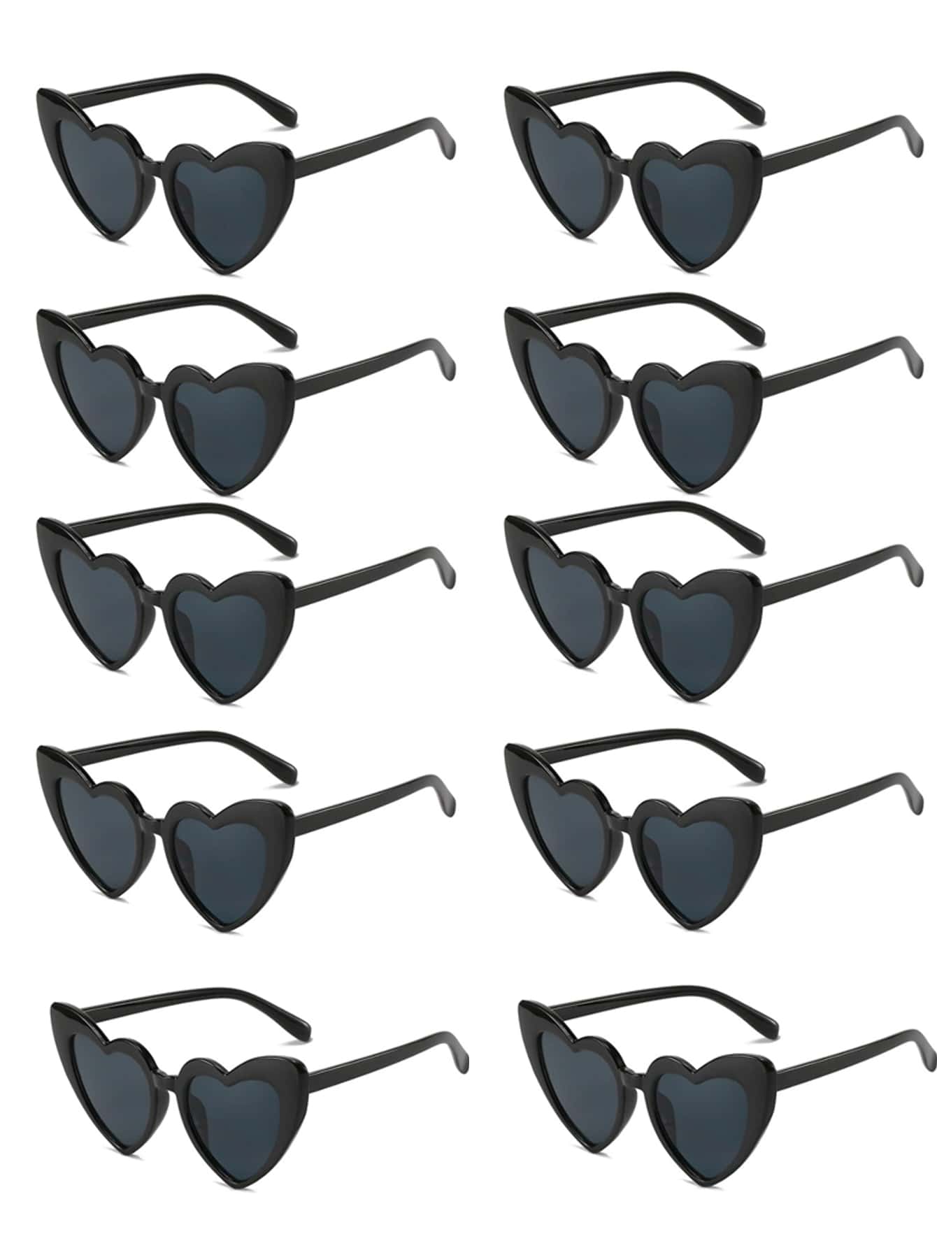 10 шт. солнцезащитные очки в форме сердца для женщин 10 шт кольца обвязки в форме сердца