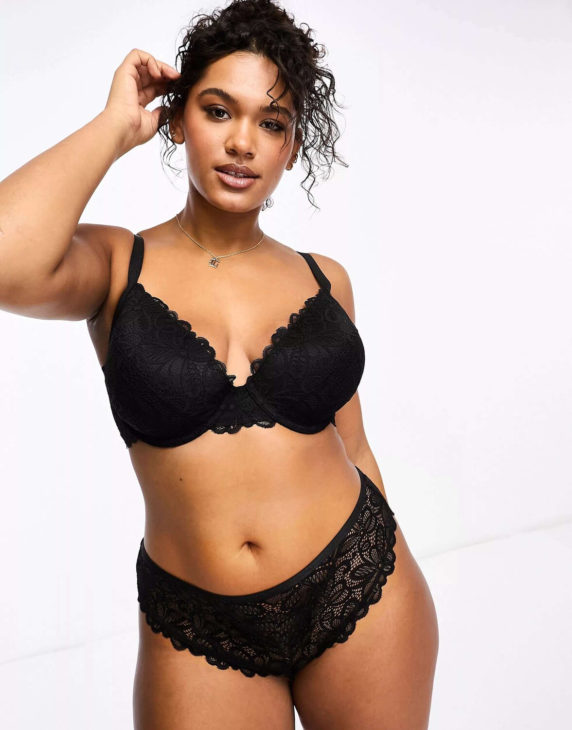 

Черные кружевные трусы в бразильском стиле ASOS Curve Dylan