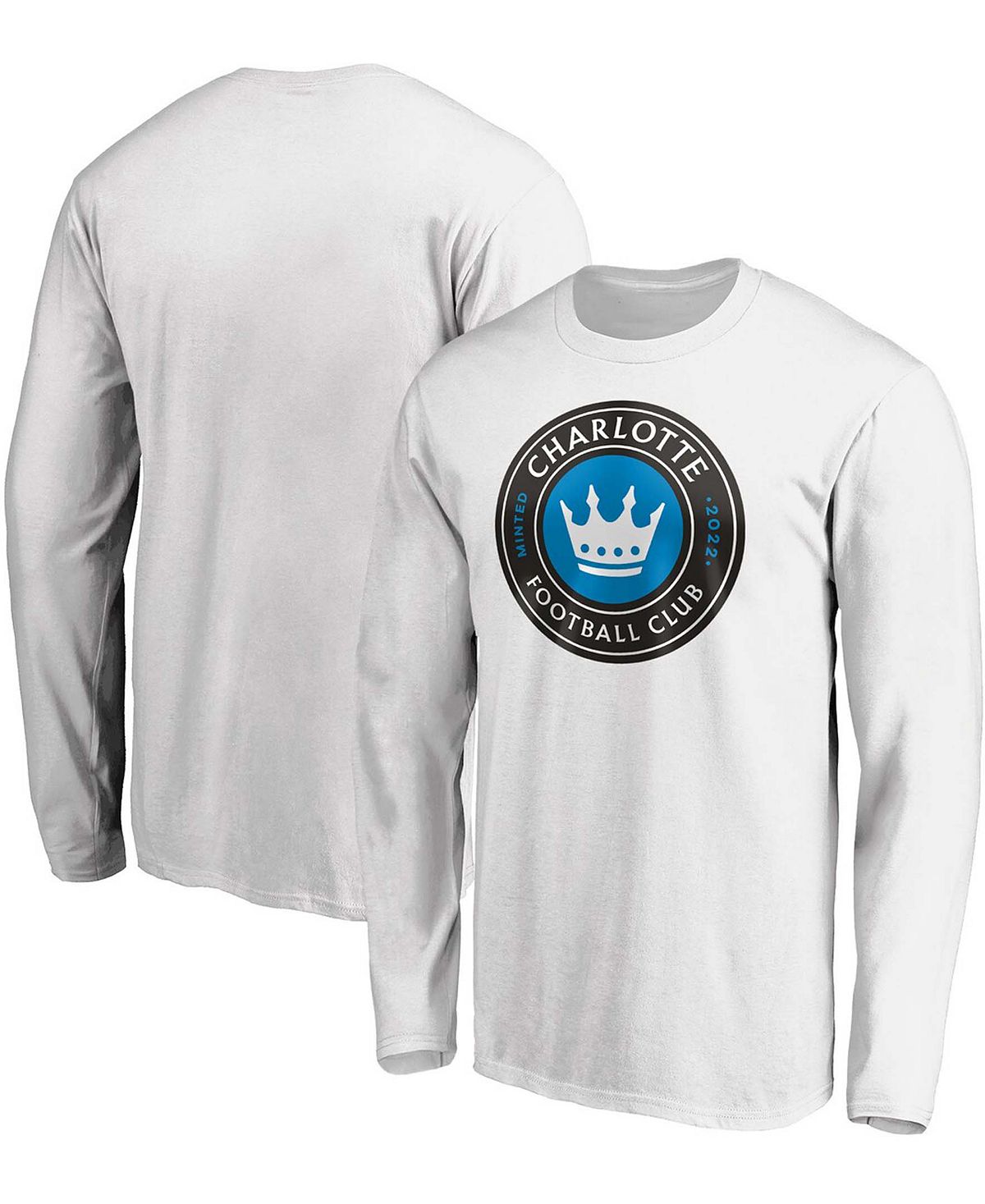 Мужская белая футболка с длинным рукавом и логотипом Charlotte FC Primary Fanatics
