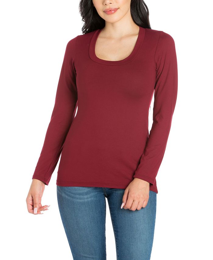 Женская однотонная женская футболка с круглым вырезом 24seven Comfort Apparel, красный фото