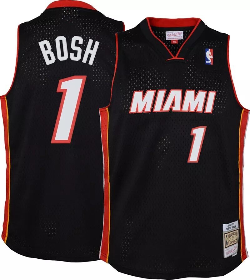 

Mitchell & Ness Черная майка Nike Youth Miami Heat Chris Bosh # 1 2012 Swingman