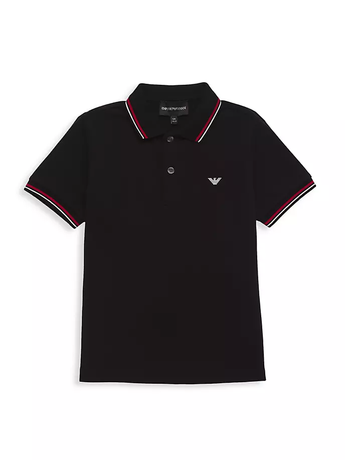 

Рубашка-поло из пике для маленьких мальчиков и мальчиков Emporio Armani, черный