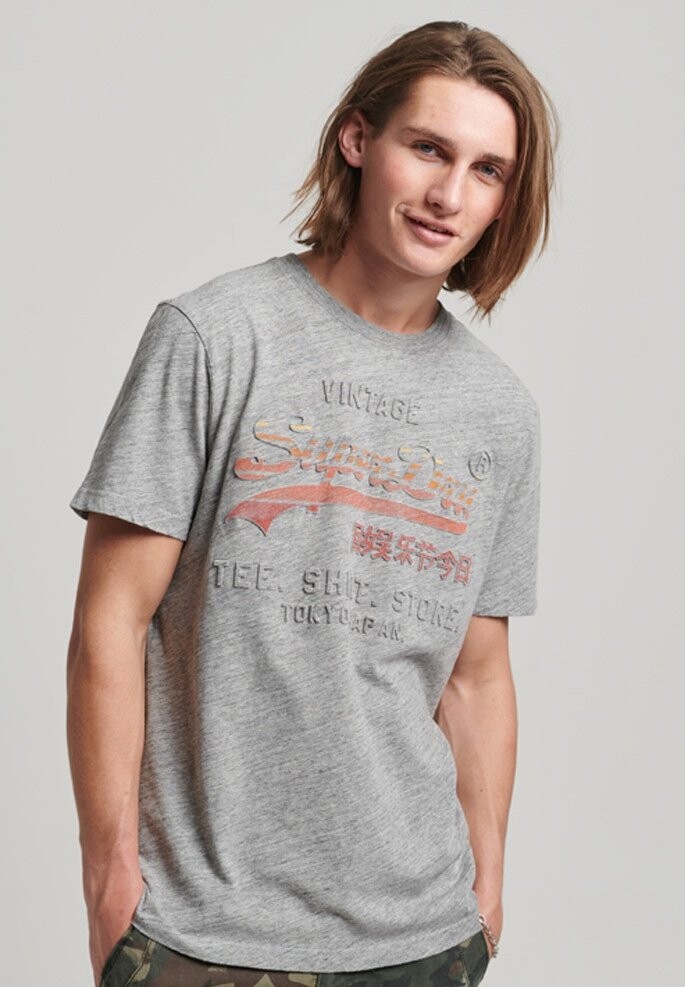 

Футболка с принтом Superdry, серый меланж