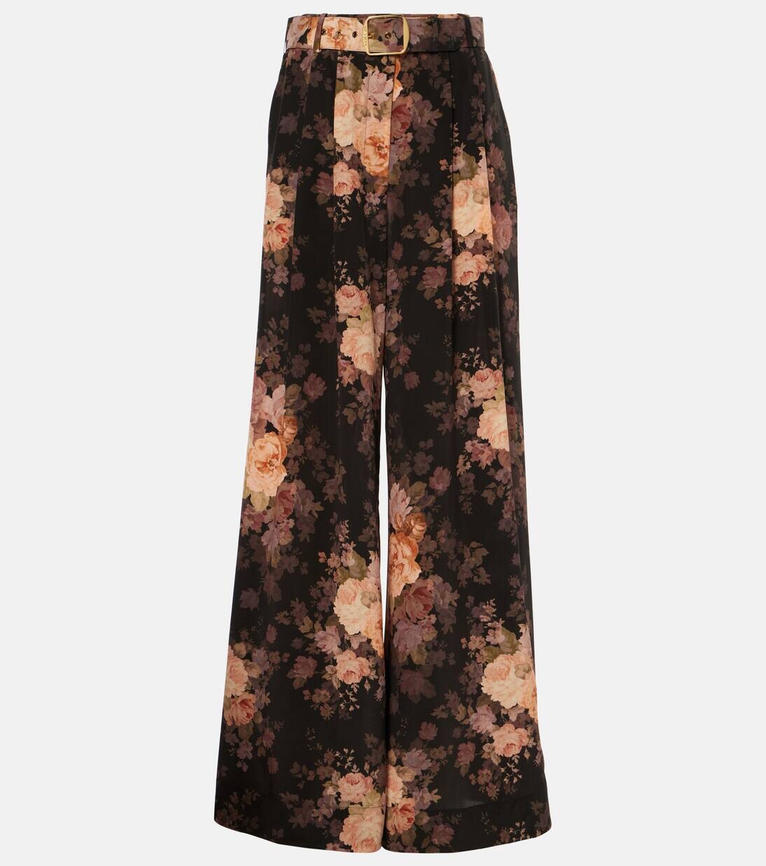 

Иллюстрация шелковые брюки широкого кроя Zimmermann, цвет black rococo floral