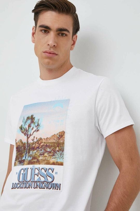 

Хлопковая футболка Guess, белый