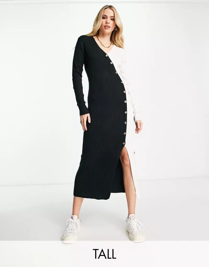 

Разноцветное трикотажное платье миди с запахом и пуговицами River Island