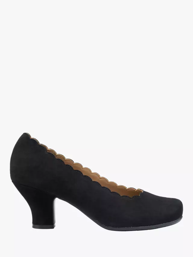 

Туфли-лодочки Hotter Jive Wide Fit Suede Scallop Edge Heeled, черный