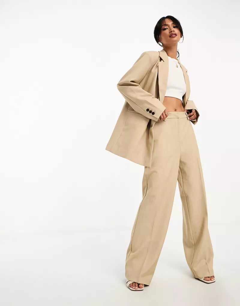 Y.A.S – Элегантные брюки широкого кроя светло-коричневого цвета, комбинированная модель