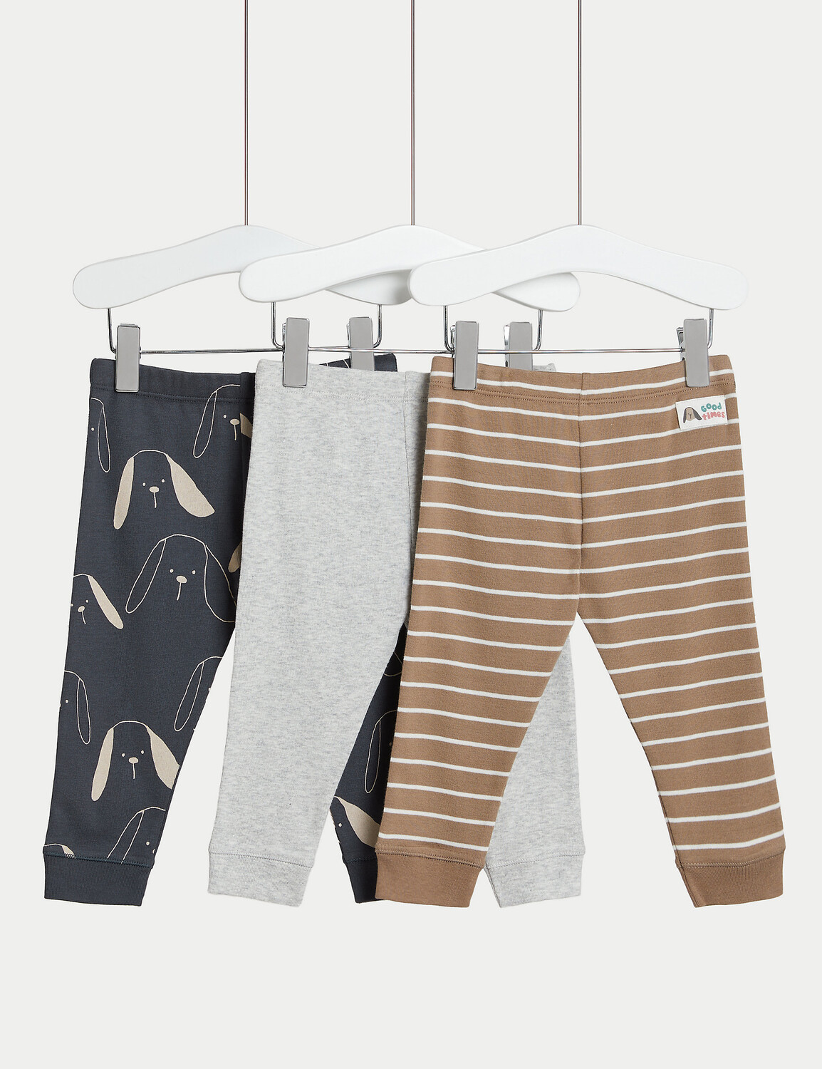 

3 шт. джоггеров в рубчик из чистого хлопка (0–3 года) Marks & Spencer, мульти