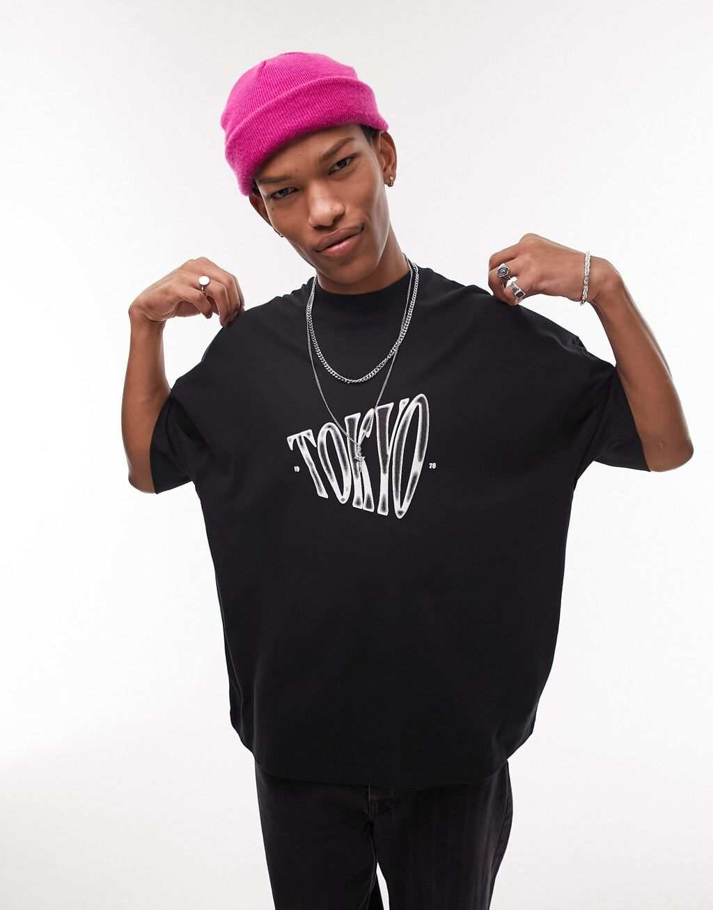 

Черная футболка оверсайз с рельефным теневым принтом Topman Extreme