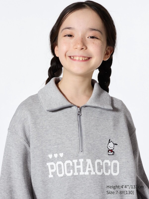 

Спортивный пуловер sanrio characters ut с графическим рисунком на молнии наполовину Uniqlo, серый