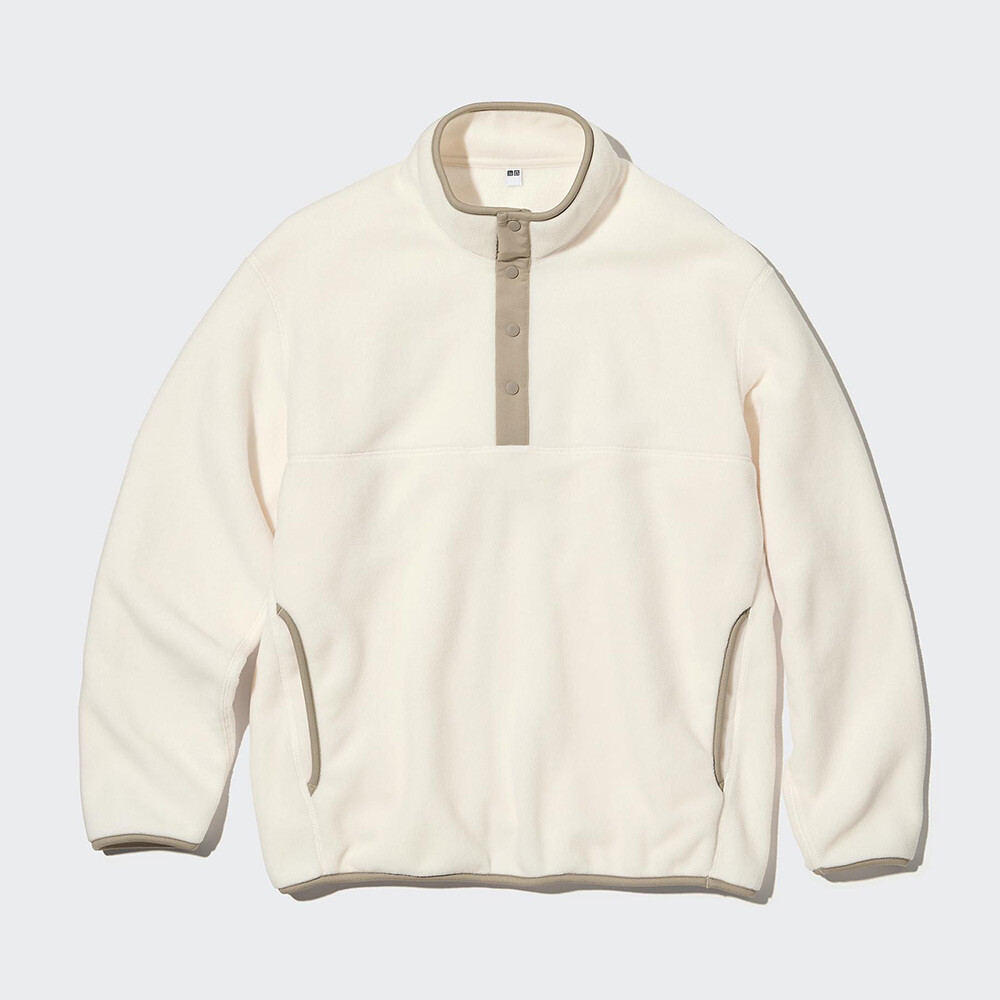 

Мужской/женский пуловер Uniqlo из флиса с полуоткрытым воротником на пуговицах (флис с длинными рукавами)