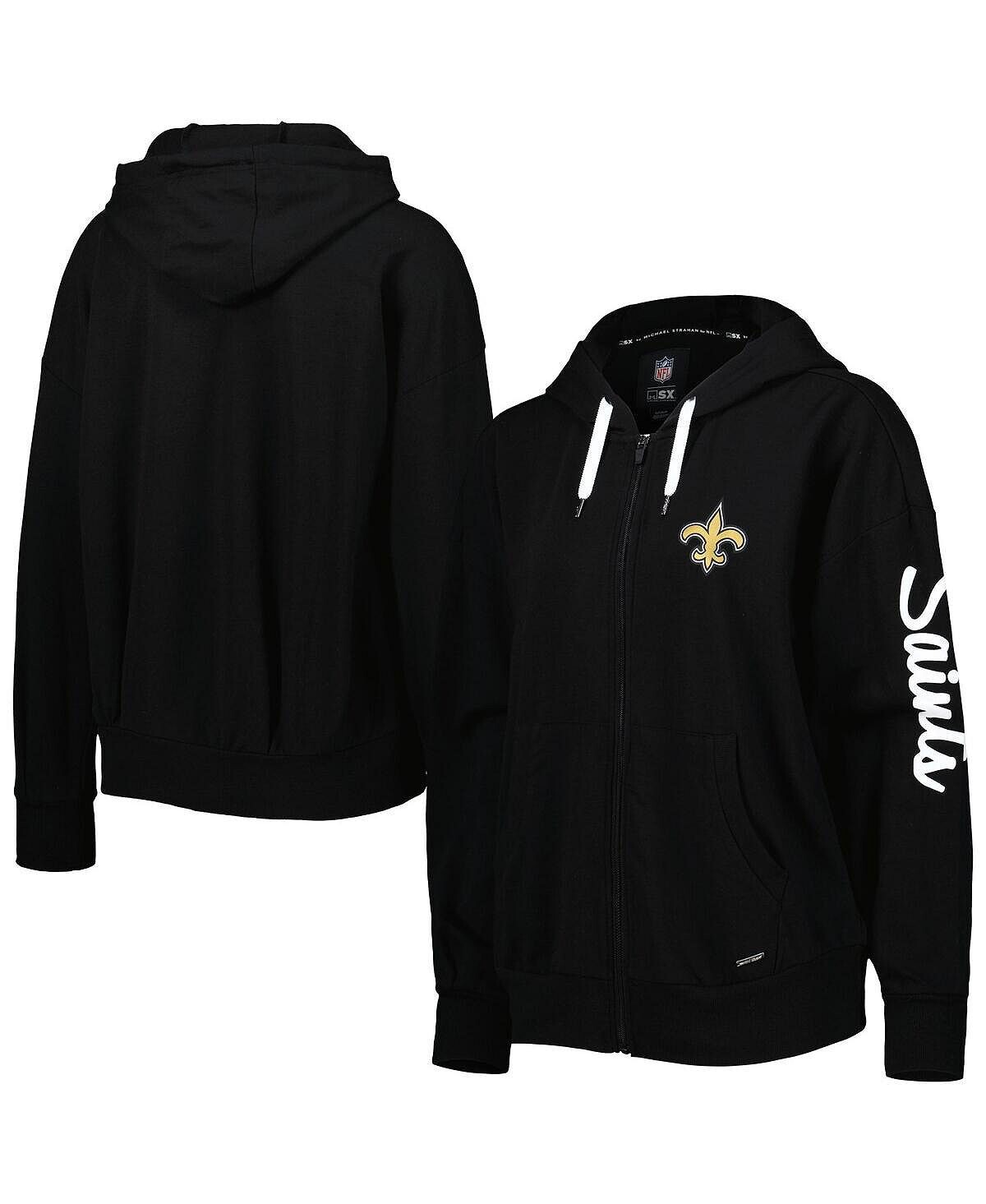 

Женская черная толстовка с молнией во всю длину New Orleans Saints Emerson Tri-Blend MSX by Michael Strahan, черный