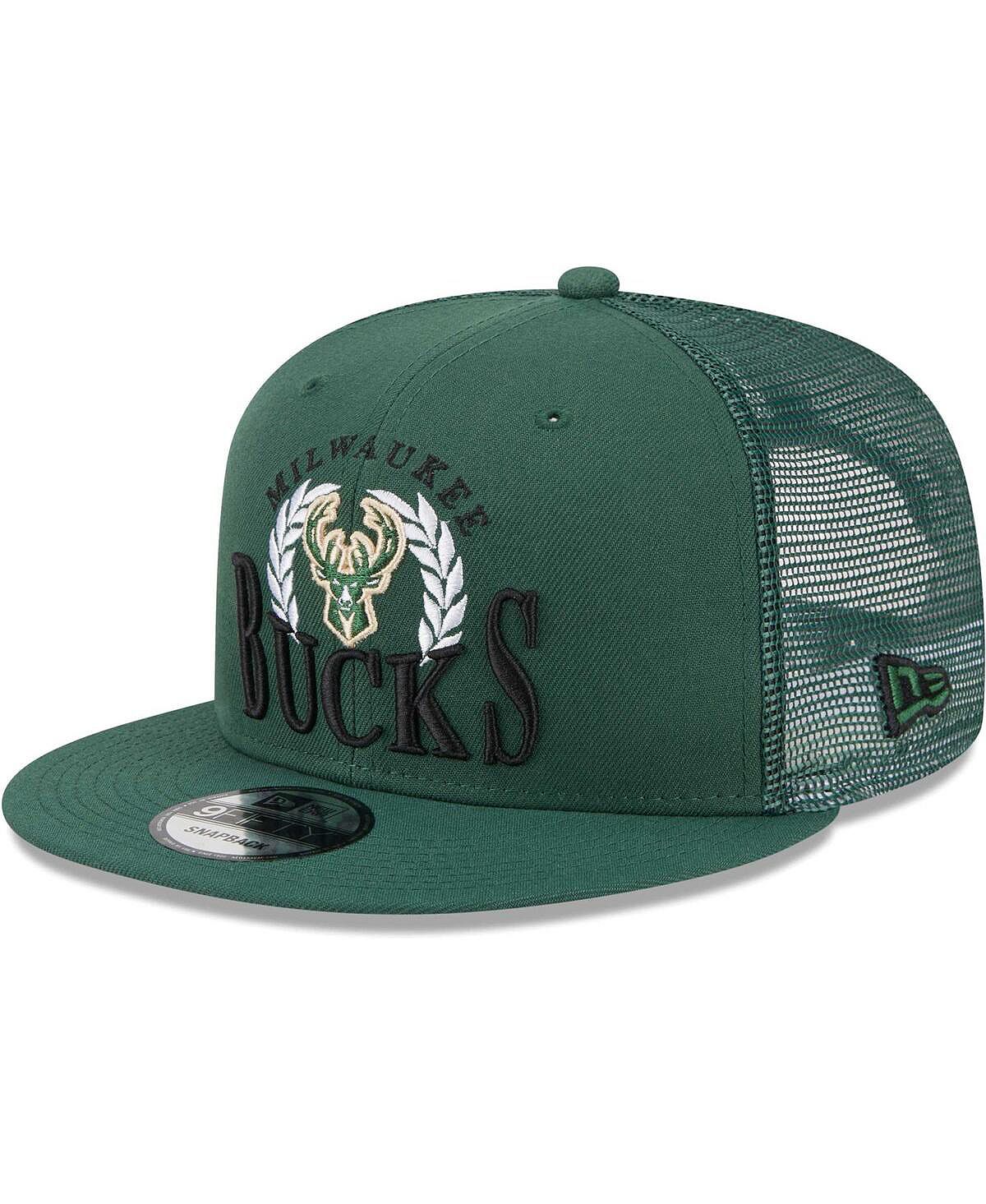 Мужская кепка Snapback Hunter Green Milwaukee Bucks Bold Laurels 9FIFTY Snapback Green New Era