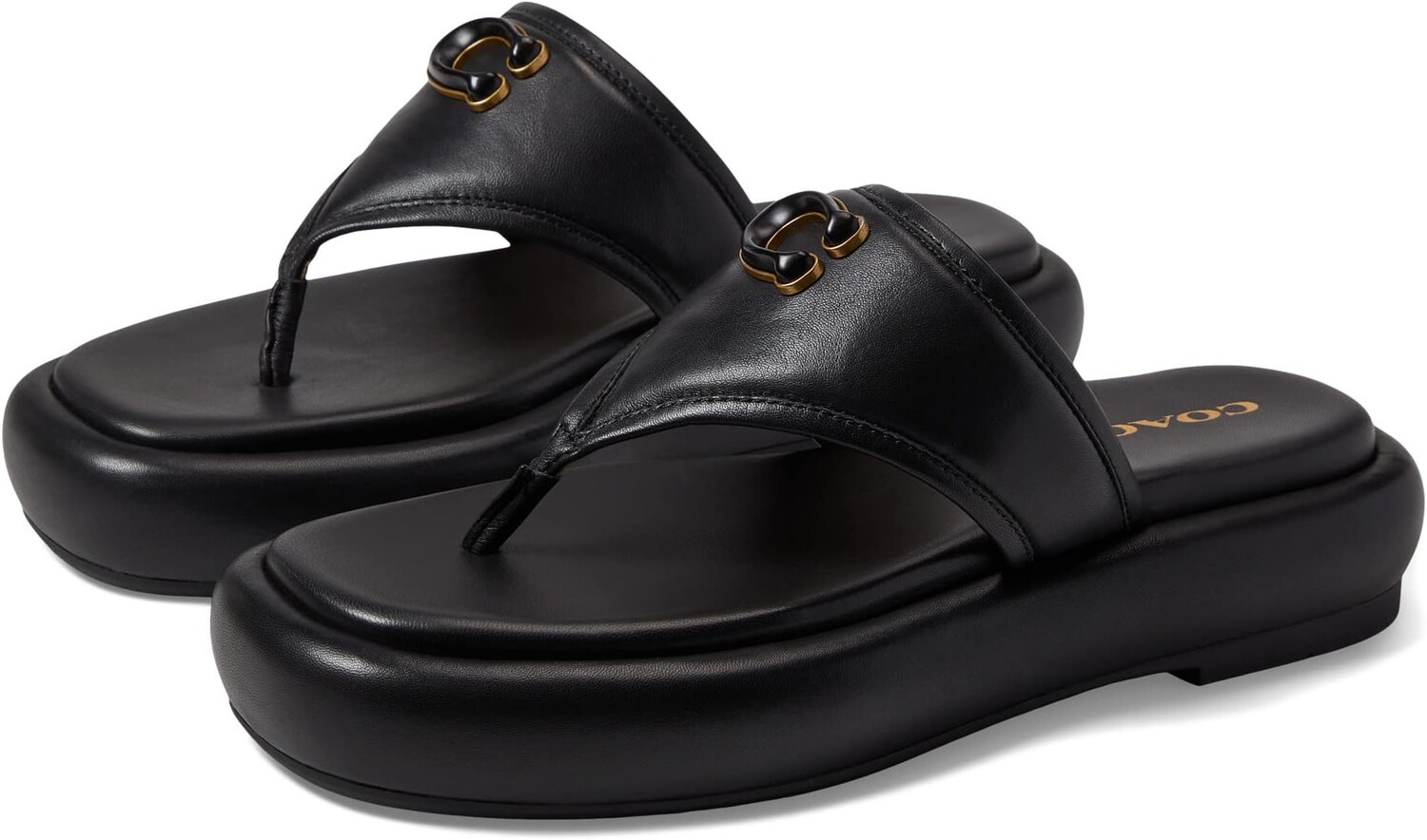 

Шлепанцы Sylvie Leather Sandal COACH, черный