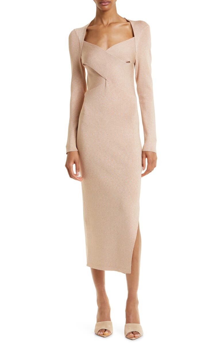 

Платье-свитер Tabytha Metallic с длинными рукавами Body-Con TED BAKER LONDON, темно-розовый