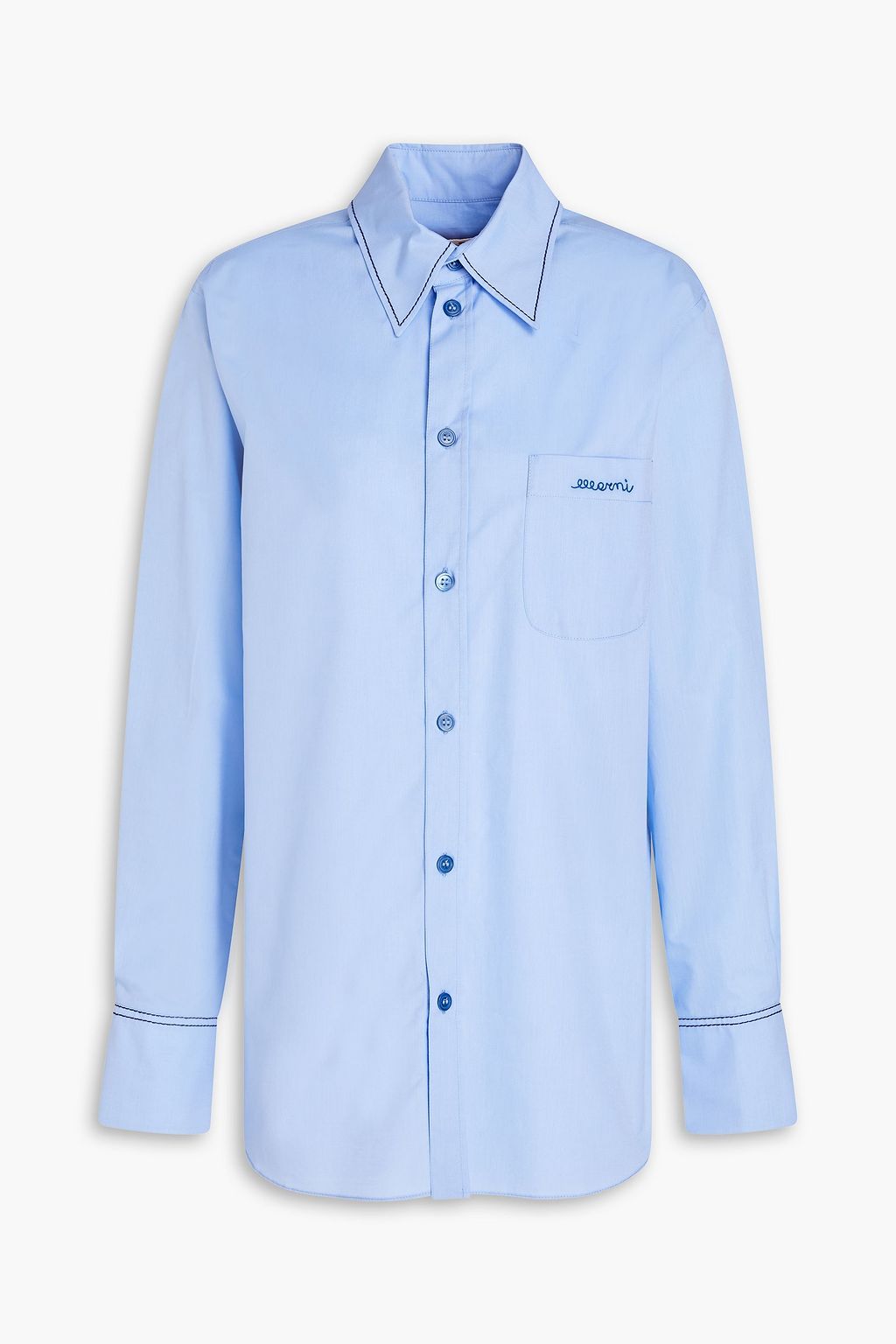 Рубашка из хлопка и поплина MARNI, синий цена и фото