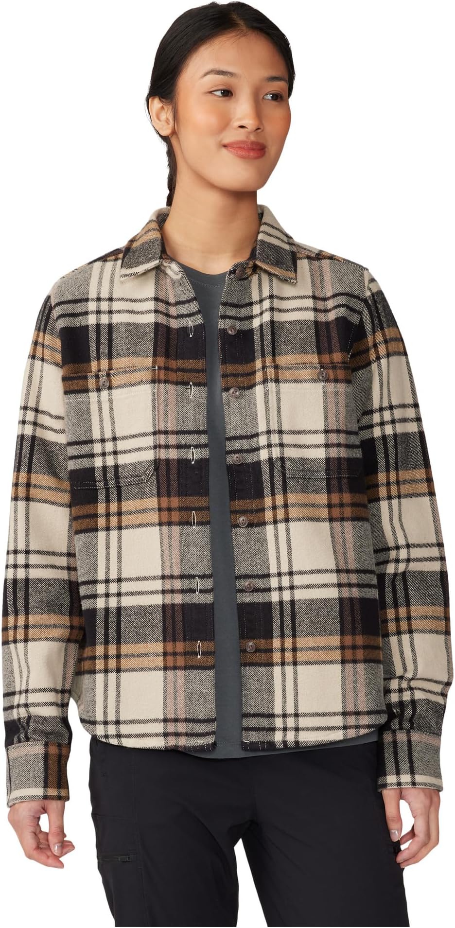 Рубашка Plusher с длинным рукавом Mountain Hardwear, цвет Oyster Shell Plaid Print plaid print blazer coat