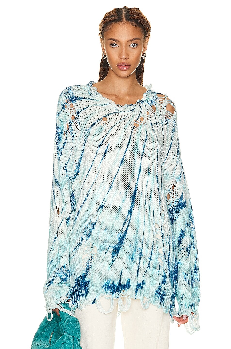 

Свитер R13 Blue Tie-Dye Distressed Oversized, цвет TIE-DYE BLUE