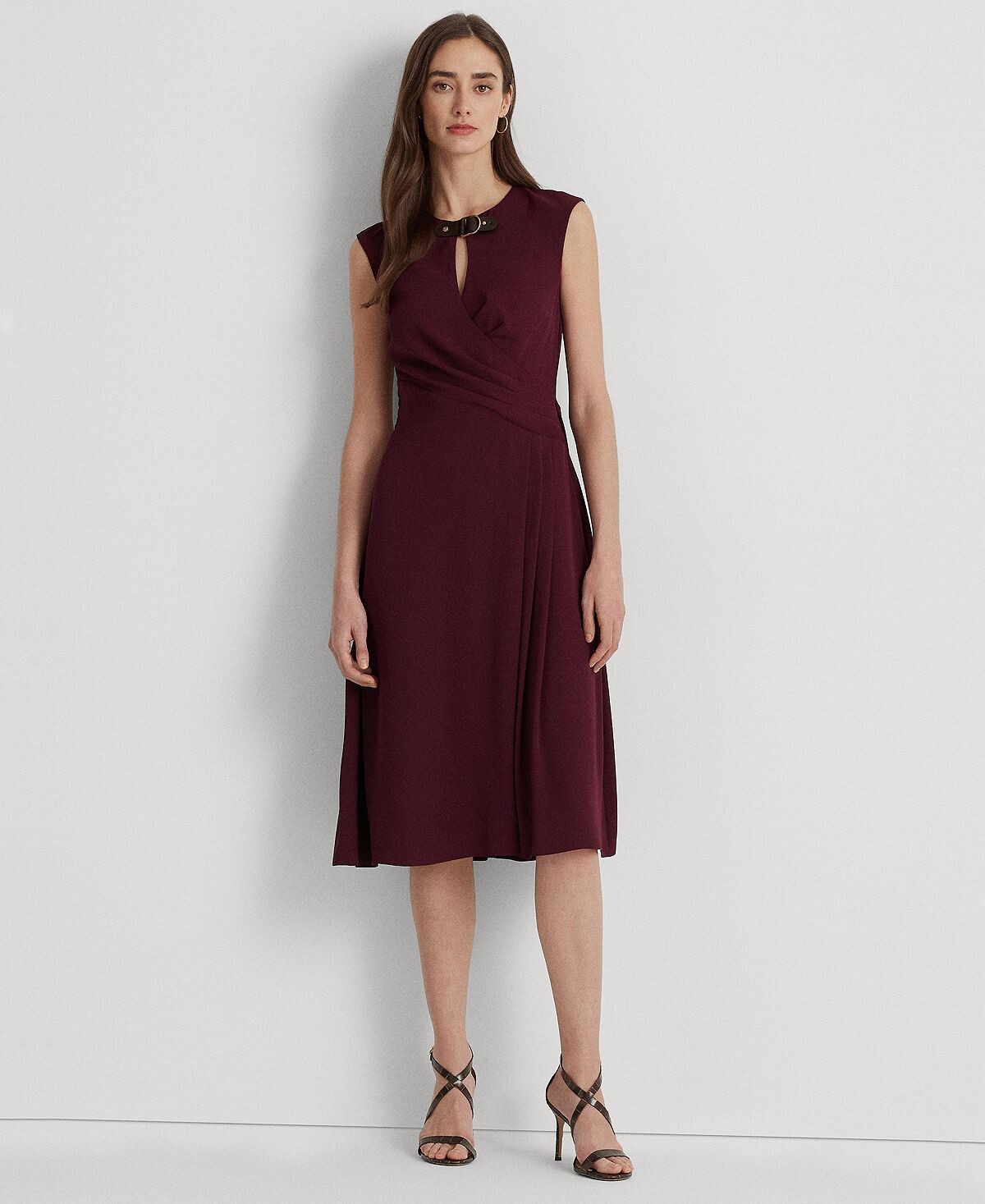 

Женское платье из жоржетта с пряжками и короткими рукавами Lauren Ralph Lauren