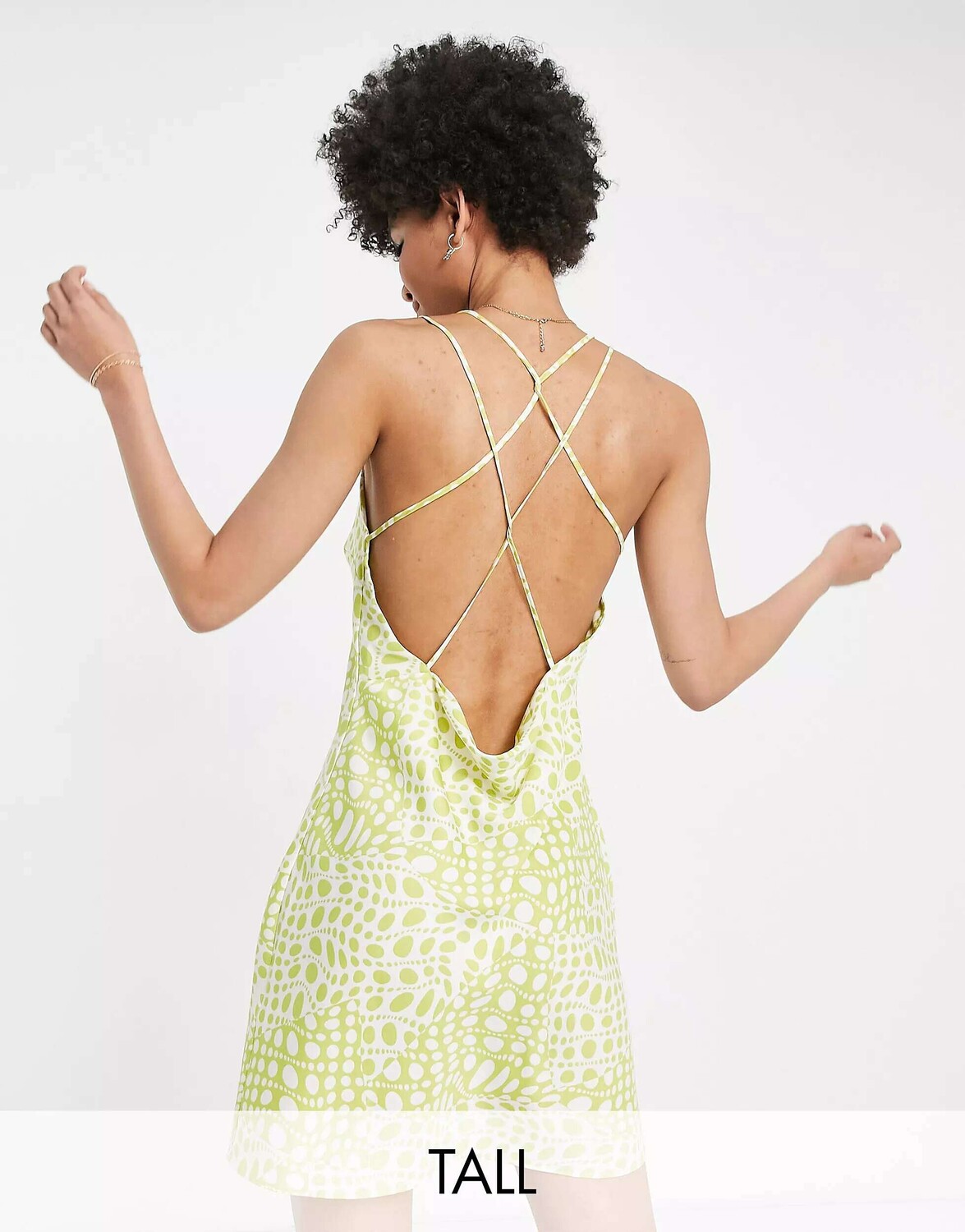

Зеленое платье-комбинация Topshop Tall с абстрактными пятнами, Зеленый