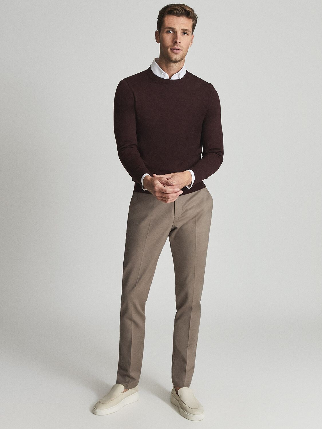 

Джемпер Reiss Wessex из шерсти мериноса, бордо
