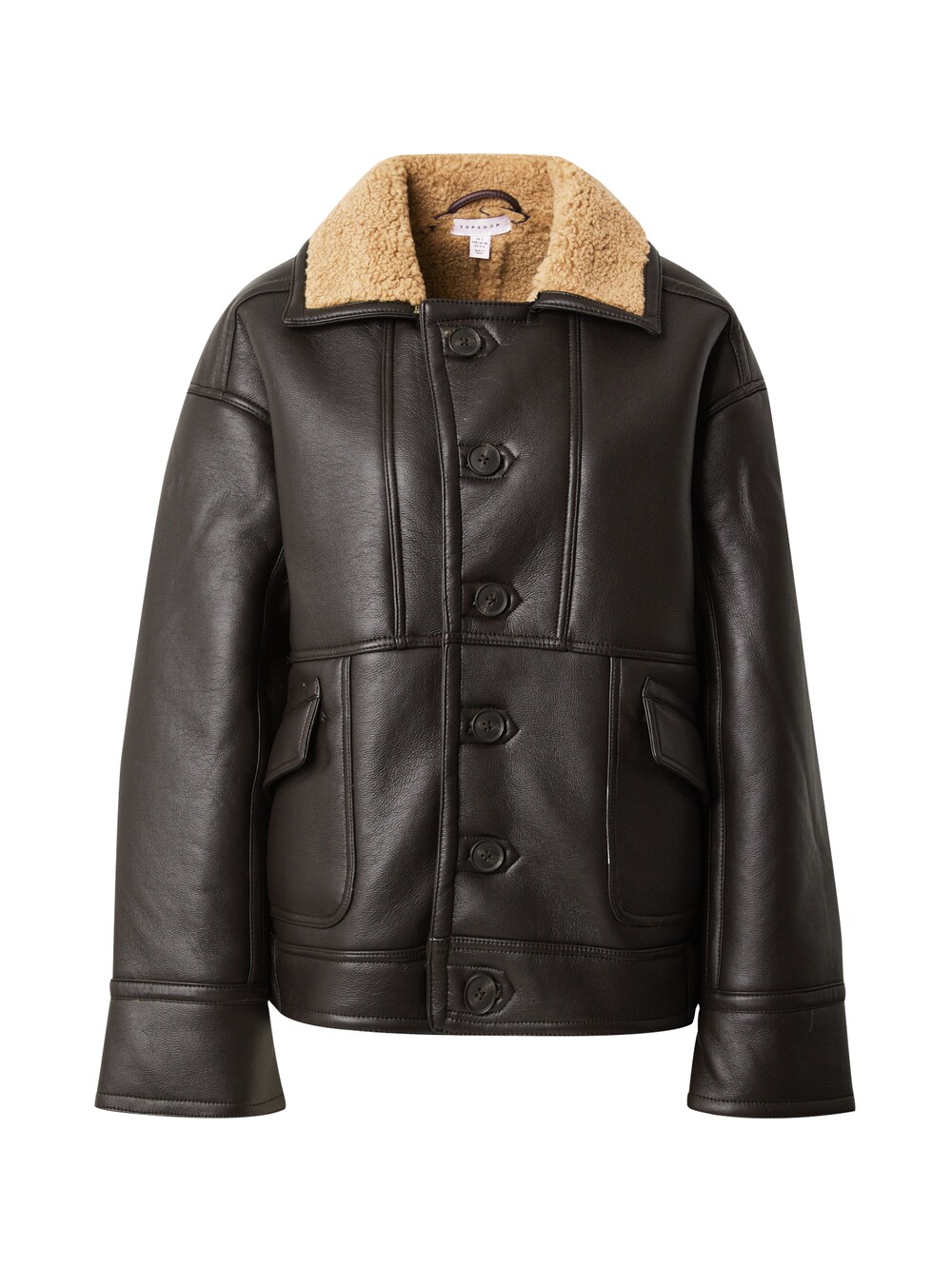 Межсезонная куртка Topshop, коричневый куртка topshop washed real leather коричневый