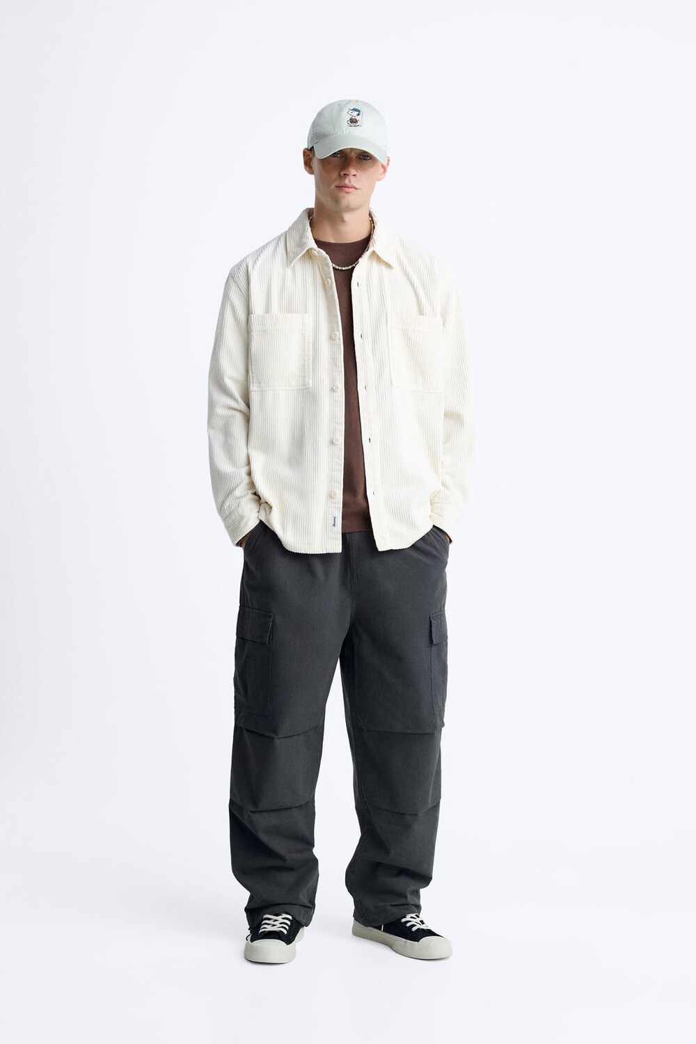 

Вельветовая рубашка ZARA, экру