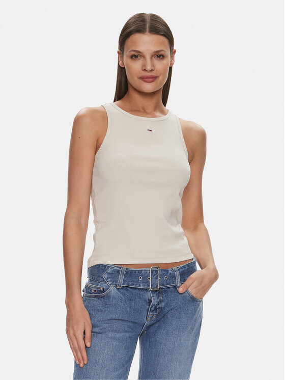 

Топ приталенного кроя Tommy Jeans, бежевый