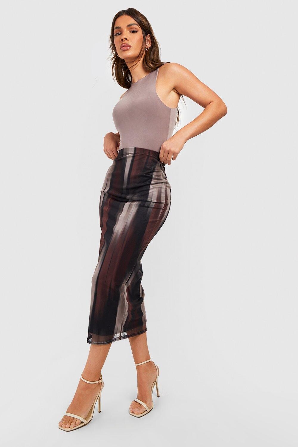 

Юбка макси из сетчатого мрамора Boohoo, черный
