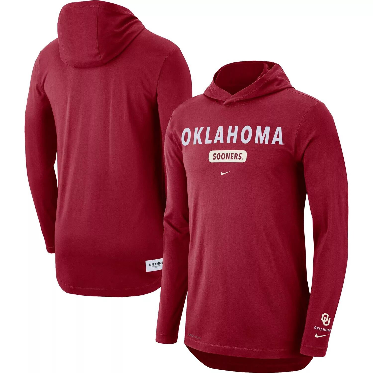 

Мужская футболка с капюшоном и длинными рукавами Nike Crimson Oklahoma owners Team Stack Tri-Blend Performance