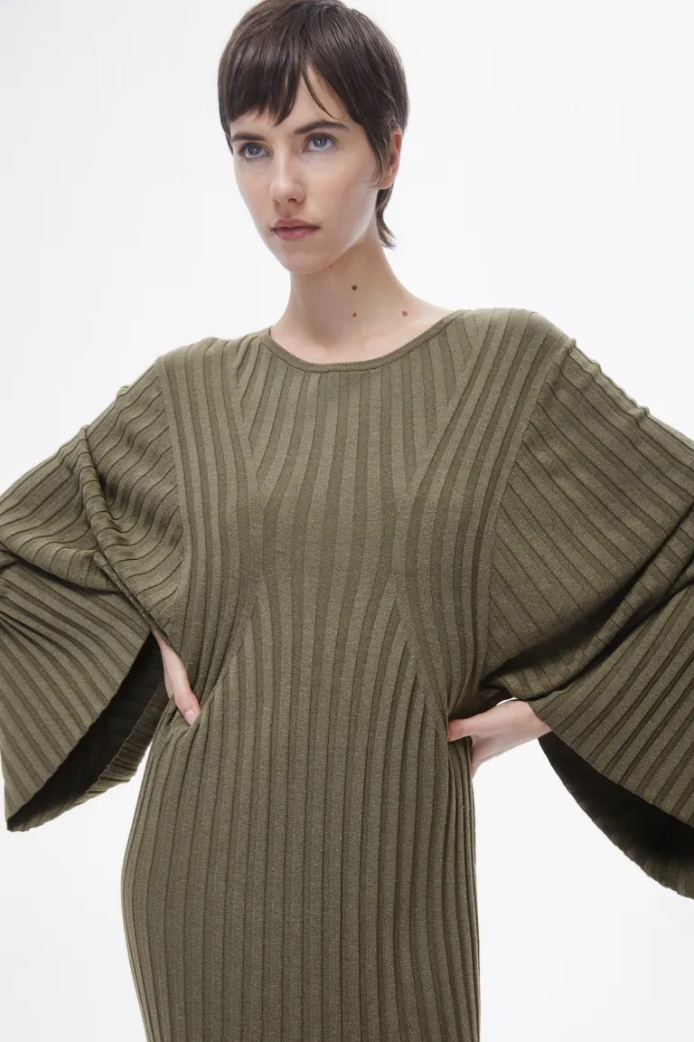 

Платье из смесового шелка с эластичным трикотажем H&M, зеленый