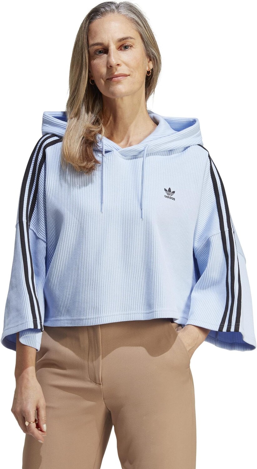 

Укороченная толстовка с капюшоном adidas, цвет Blue Dawn