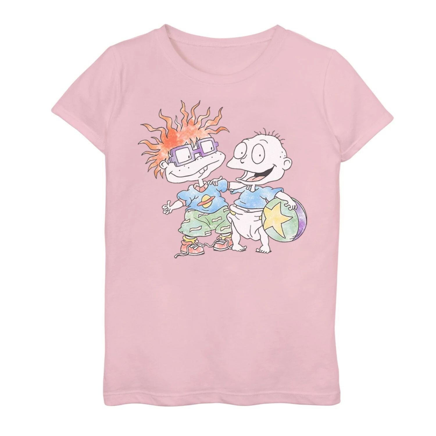 

Футболка с акварельным рисунком Nickelodeon Rugrats Tommy And Chuckie Best Friends для девочек 7–16 лет Nickelodeon