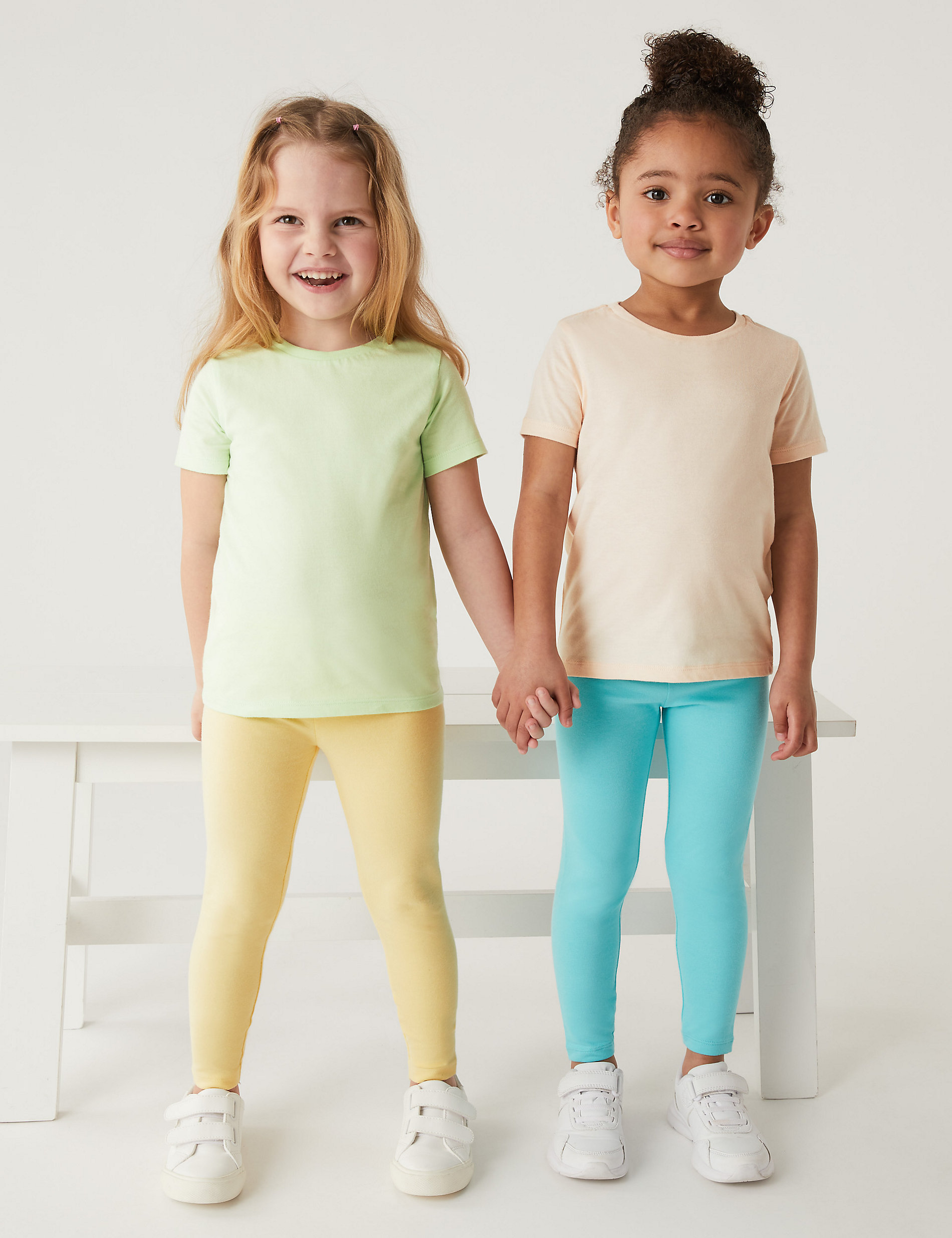 

Однотонные леггинсы из 7 пар хлопка (2–8 лет) Marks & Spencer, мульти