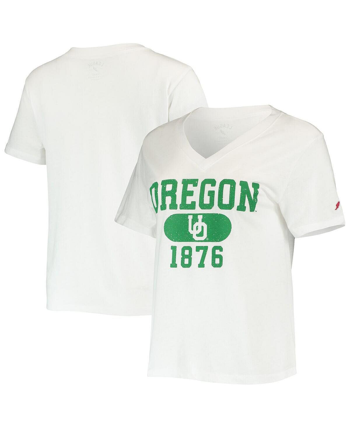 

Женская футболка White Oregon Ducks Intramural Boyfriend Tri-Blend с v-образным вырезом League Collegiate Wear, белый