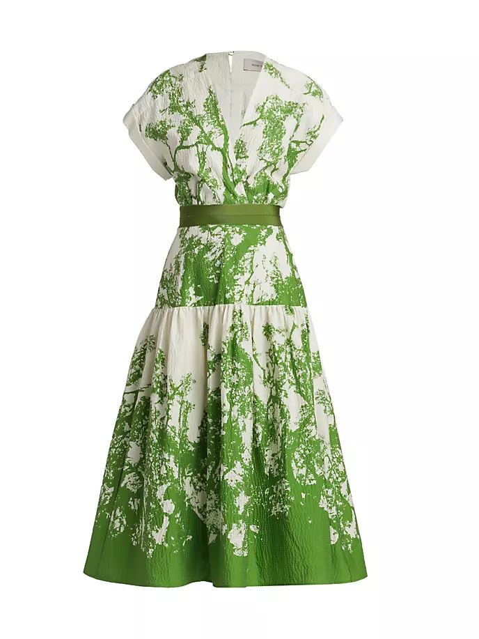 Metaponto жатое платье-миди из хлопковой смеси Silvia Tcherassi, цвет green cyprus top 10 cyprus