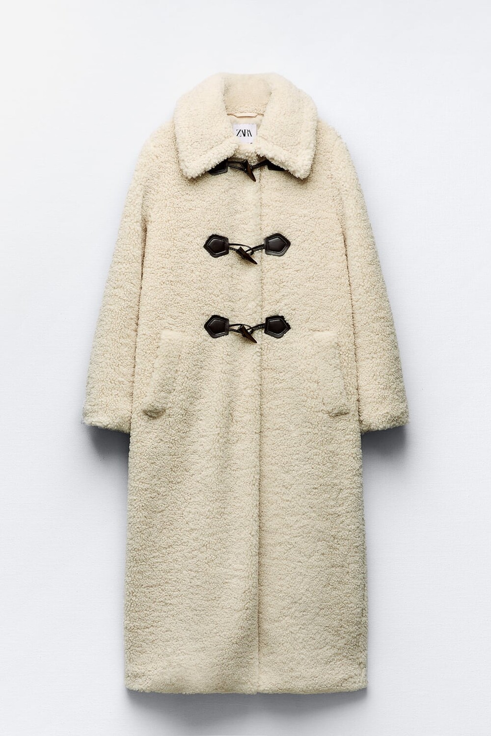 

Пальто-тоггл из искусственной овчины ZARA, экру