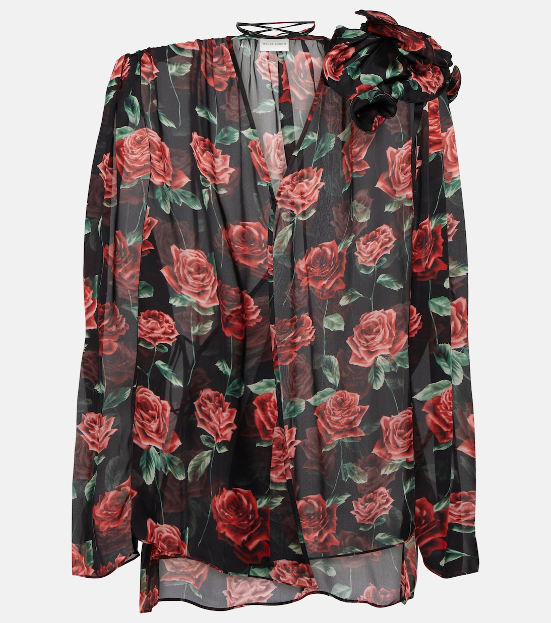 Шелковая блузка с цветочным принтом MAGDA BUTRYM, разноцветный