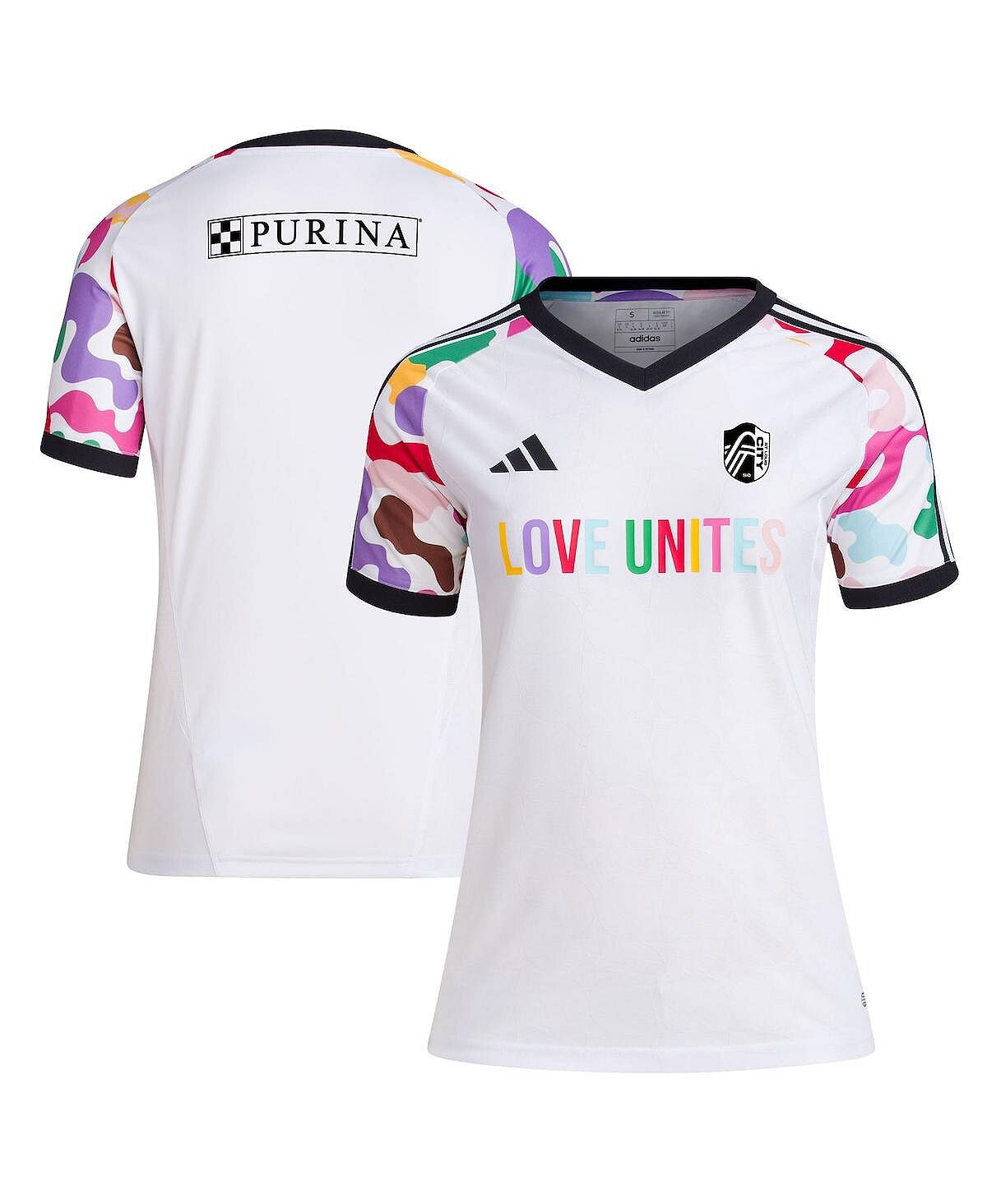 

Женская белая предматчевая футболка St. Louis City SC 2023 Pride adidas, белый