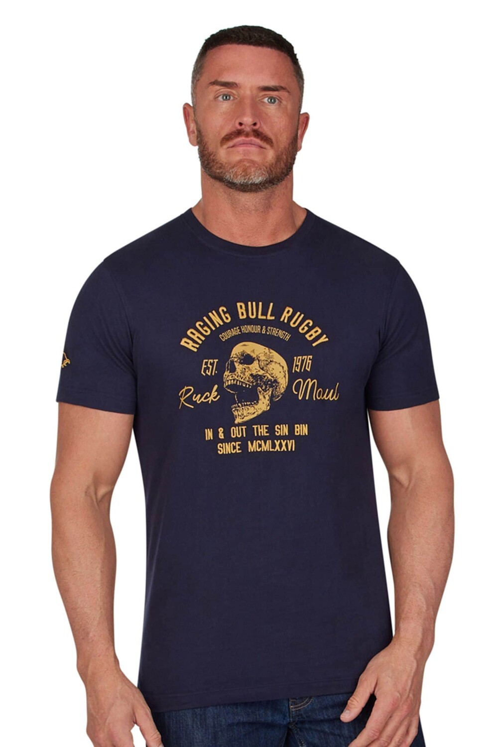 

Синяя футболка с изображением черепа Raging Bull, синий