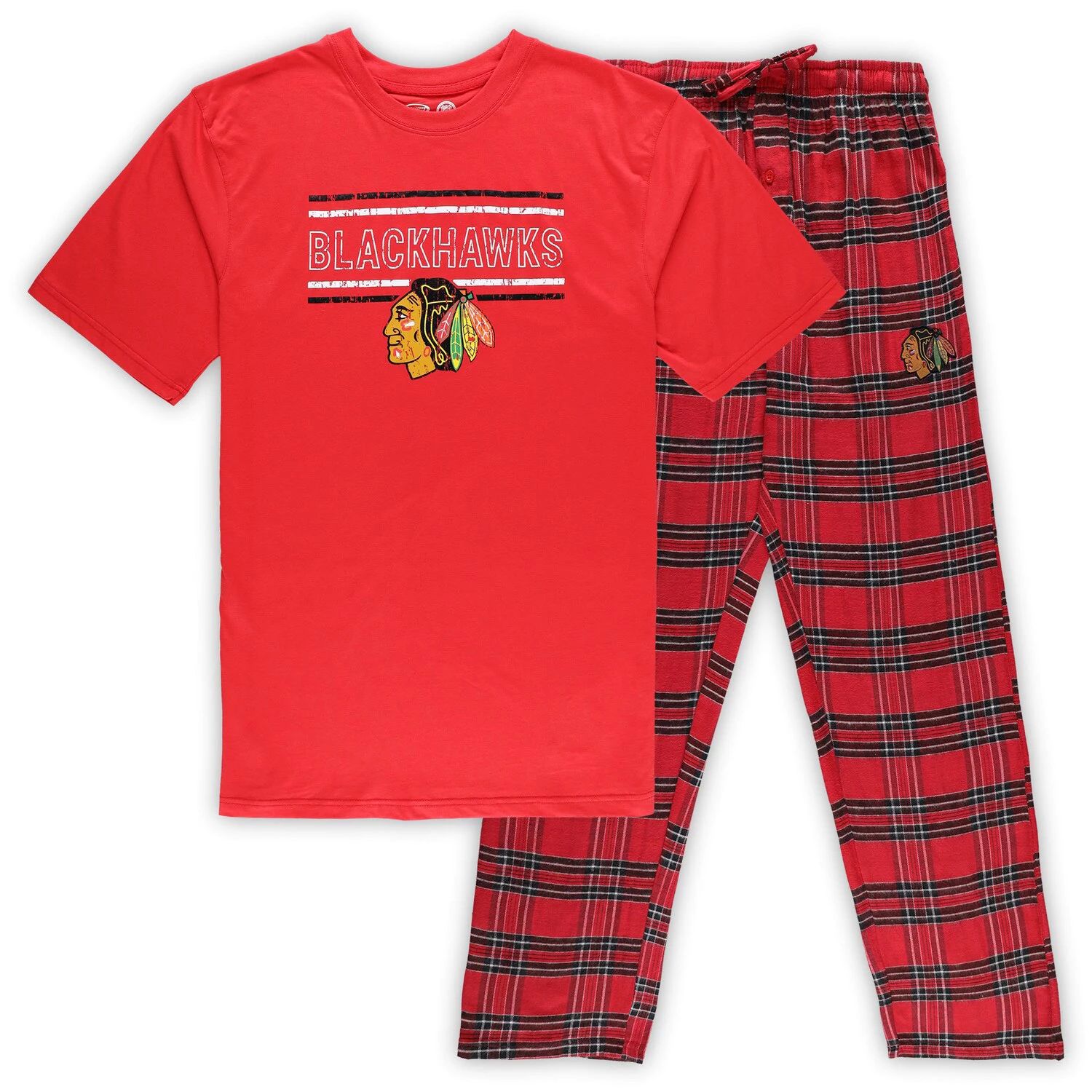 Мужской красный комплект для сна с футболкой и пижамными штанами Chicago Blackhawks Big & Tall