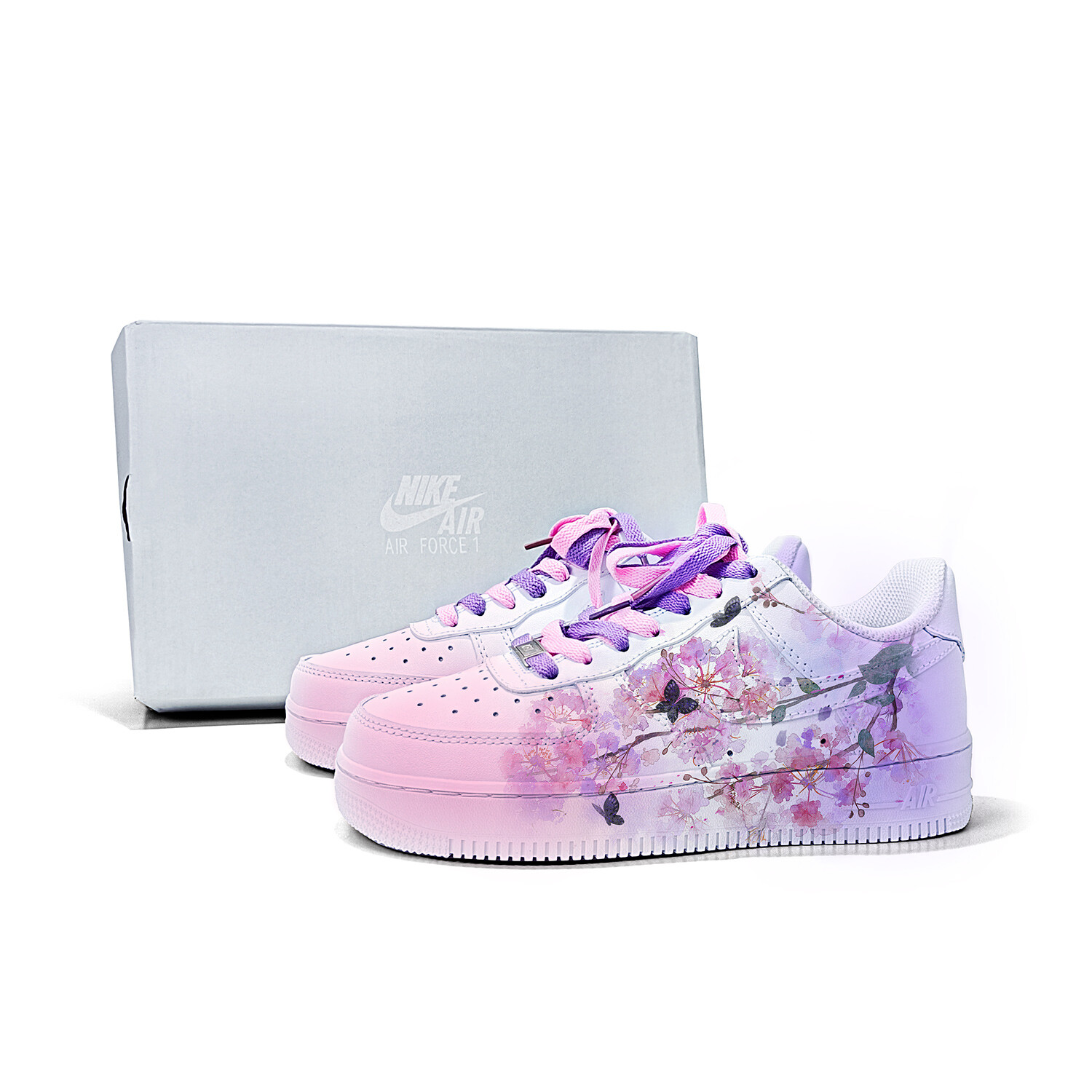

Кроссовки Nike Air Force 1 Skateboarding Shoes Women's Low-top, белый/розовый/фиолетовый
