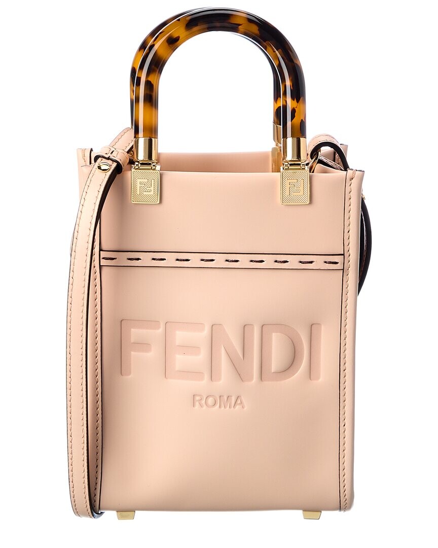 

Миниатюрная кожаная сумка-тоут FENDI Sunshine, розовый