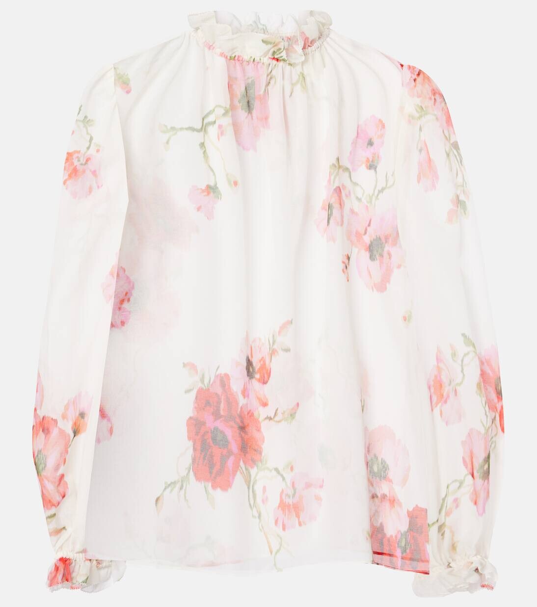 

Топ из хлопка и шелка Lightburst Zimmermann, цвет cream/red floral